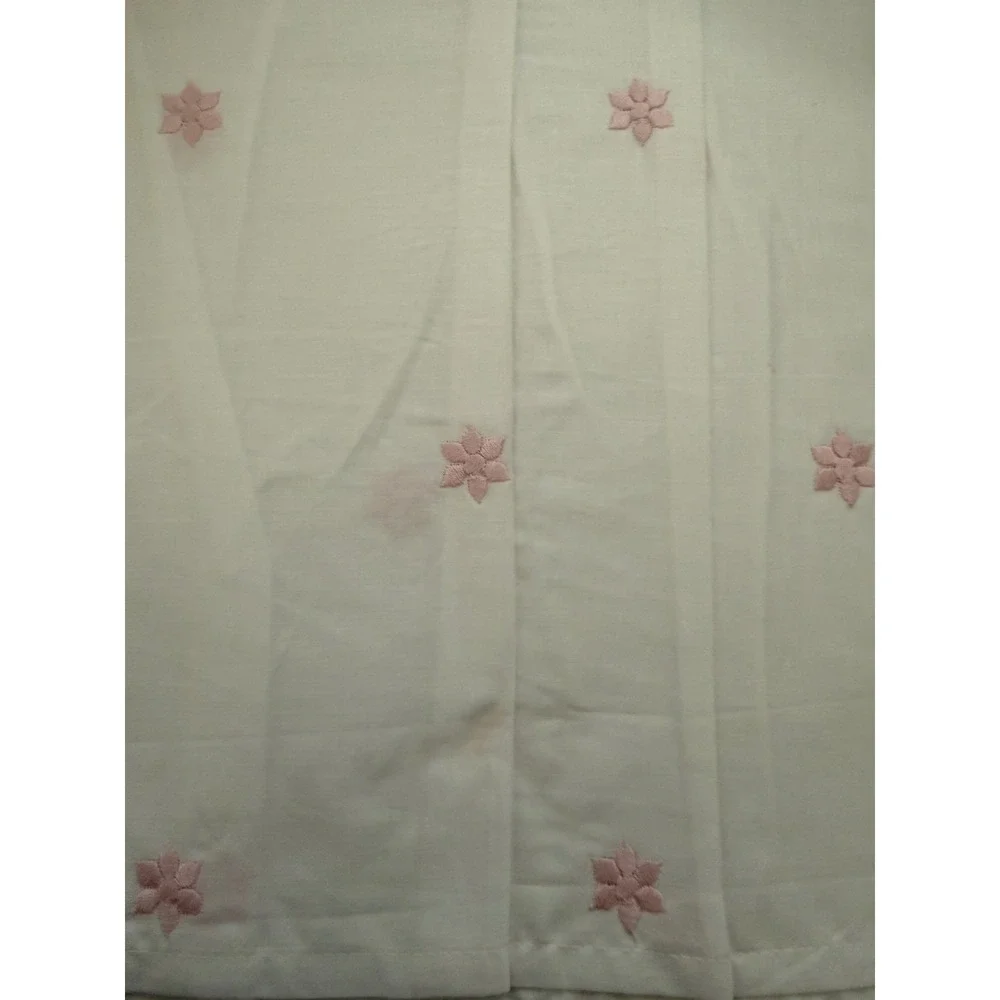 Laura Ashley Vintage Twin‎ Dust Ruffle White Pink Embroidered Daisy Cotton New